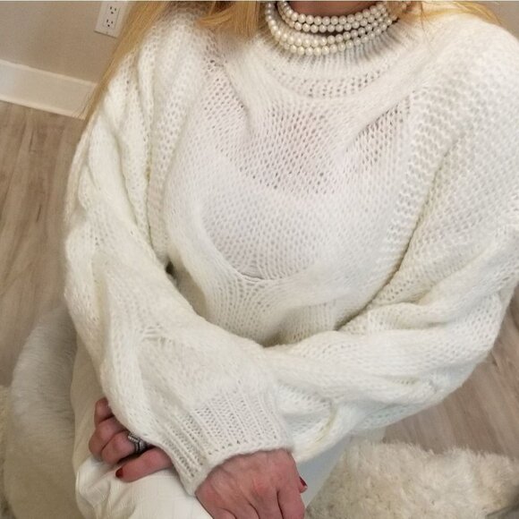 Classic In Cable Knit Sweater top Ivory - Picture 3 of 11